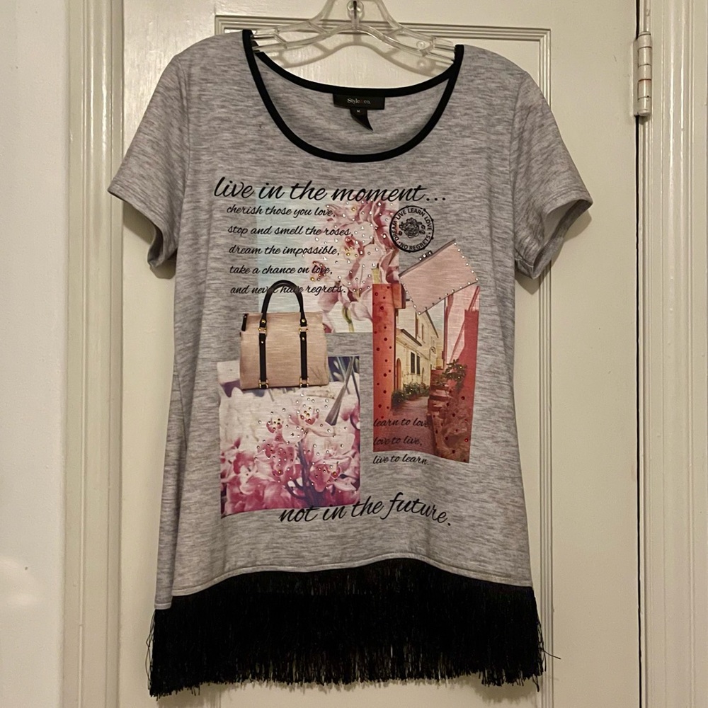 Great Style & Co Top with Fringe Size Medium